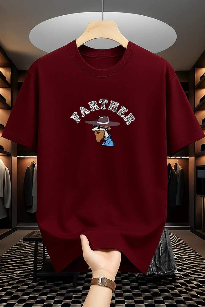 Drop Shoulder Print T-Shirt - Farther Design
